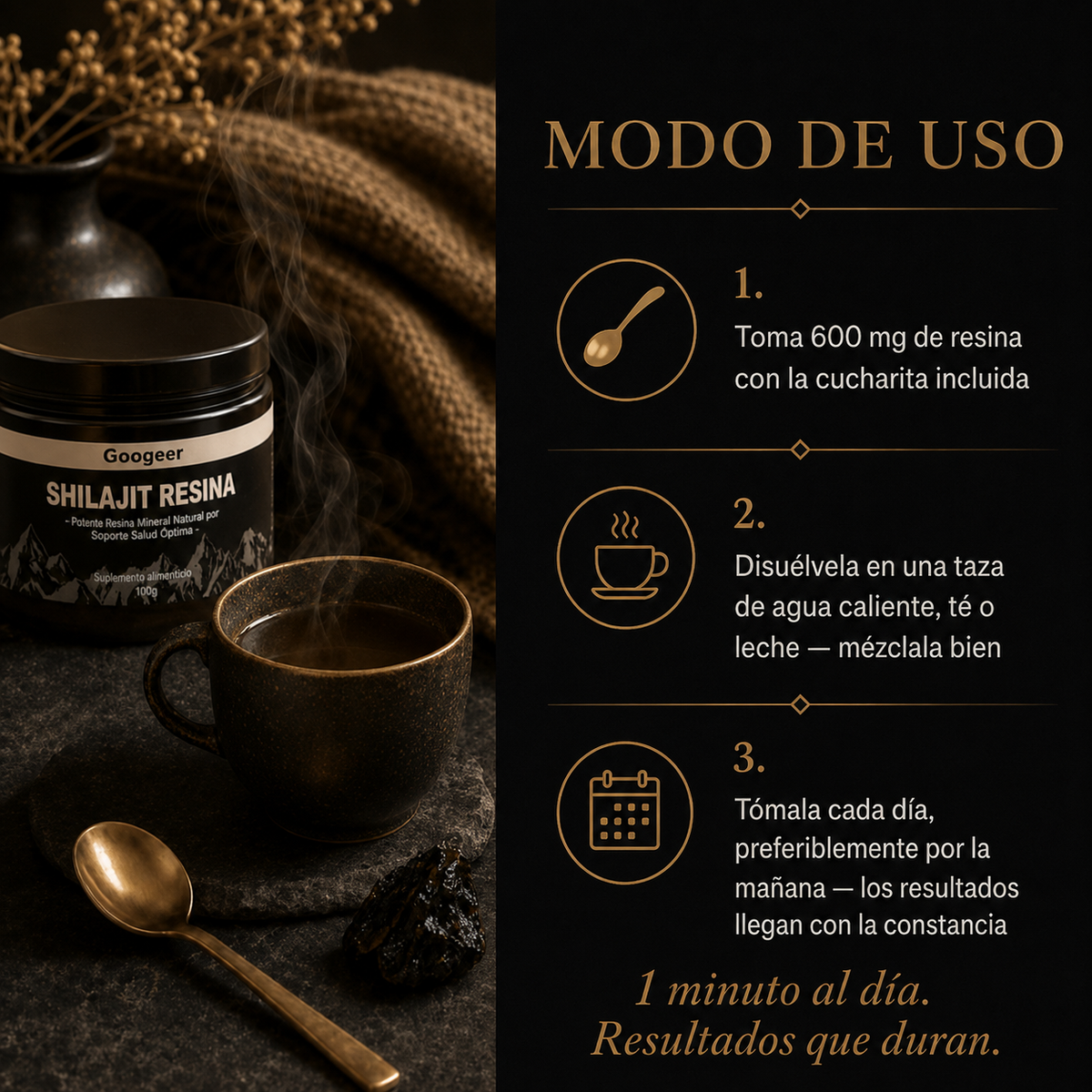 Shilajit 100% Puro - Soporte Natural para Energía y Vitalidad + REGALO EXCLUSIVO