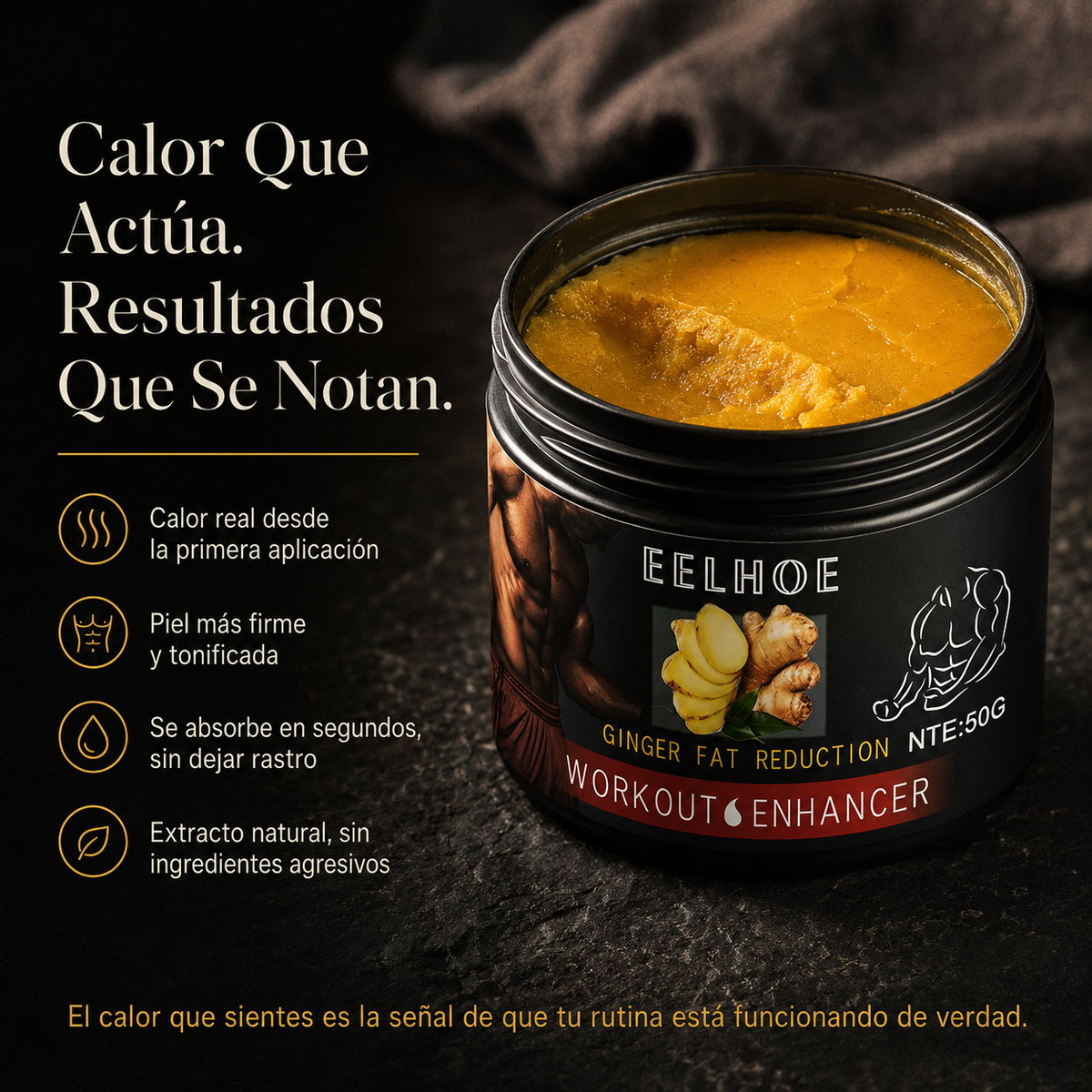 Crema Reductora Térmica – Masaje Reafirmante para Abdomen, Cintura y Piernas