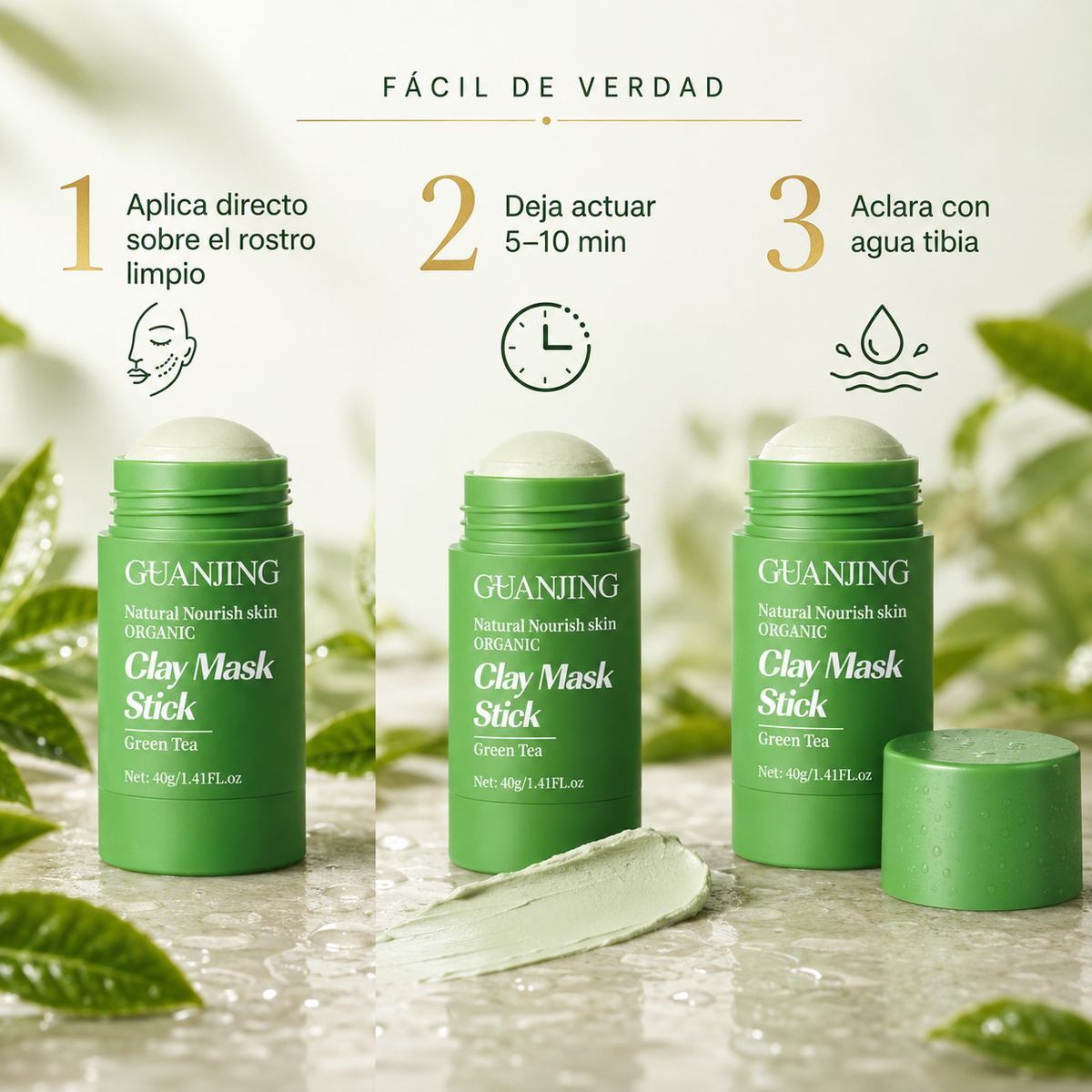 2x1 Mascarilla Exfoliante de Té Verde – Poros Limpios y Menos Puntos Negros